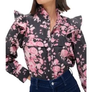 Tuckernuck Beaux Valette Floral Ruffle Blouse XL